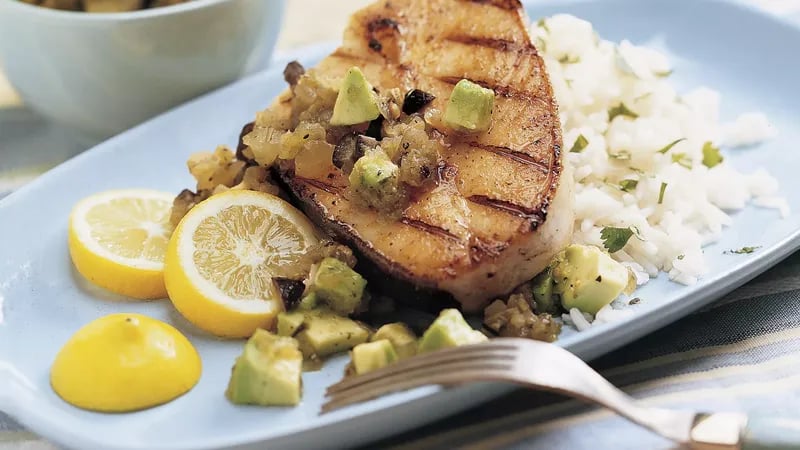 Grilled Halibut with Green Sauce