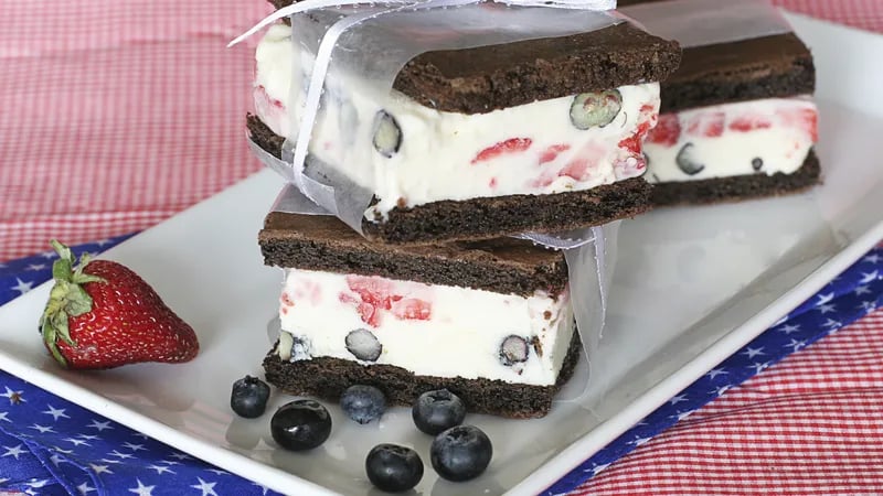 Red, White and Blue Ice Cream Sandwiches