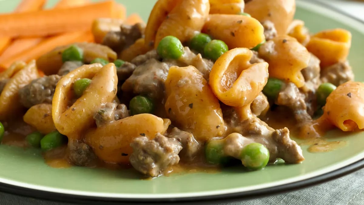 Cheesy Italian Shells and Peas