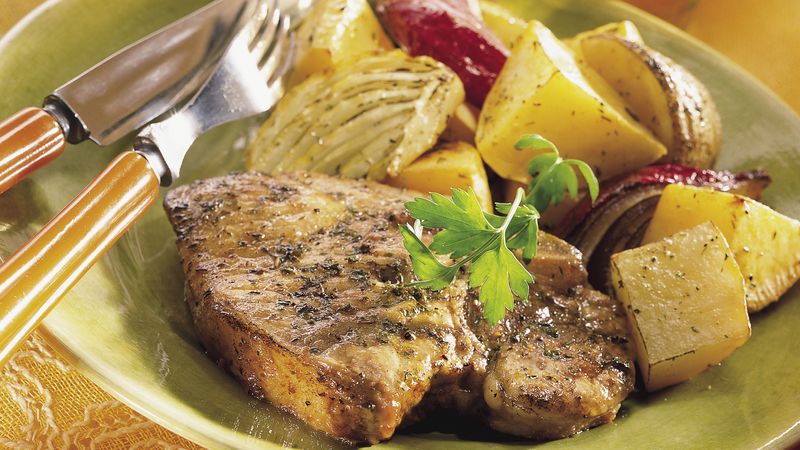 Roasted Pork Chops and Vegetables