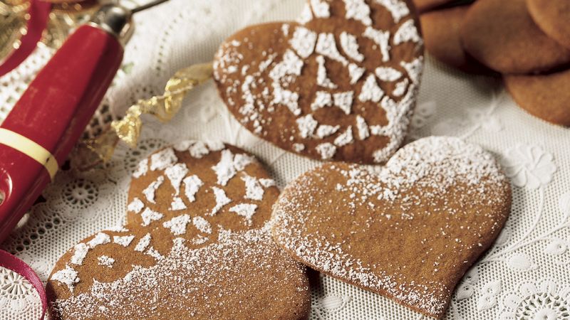 Stenciled Gingerbread Hearts