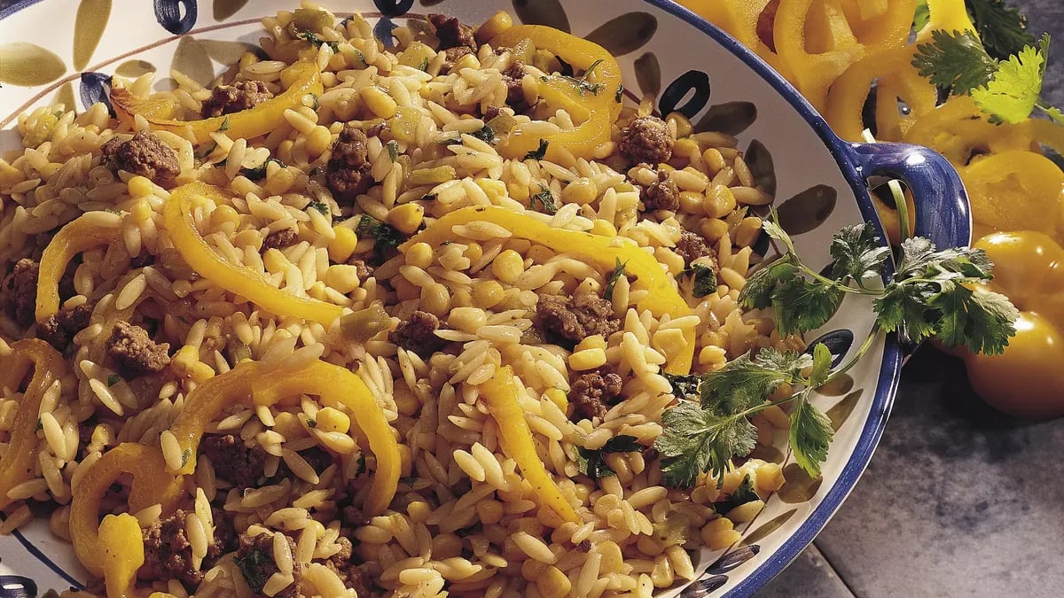 Cilantro Orzo and Beef