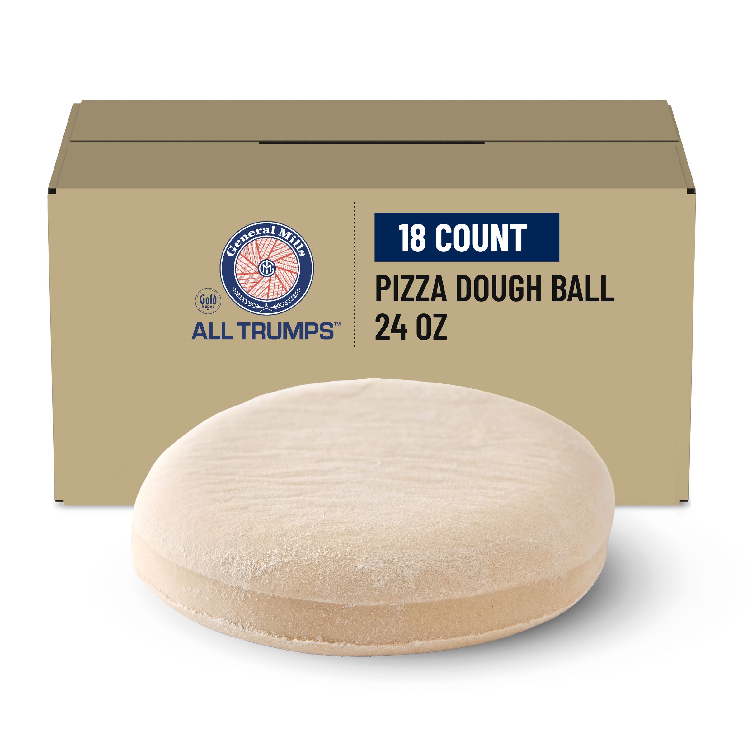  Case Optimized Hero Gold Medal All Trumps Frozen Pizza Dough Ball 18/24 OZ