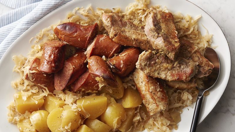 Slow-Cooker Pork, Sauerkraut and Kielbasa