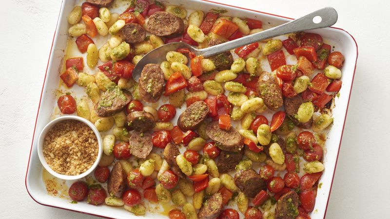 Sheet-Pan Gnocchi with Sausage and Pesto