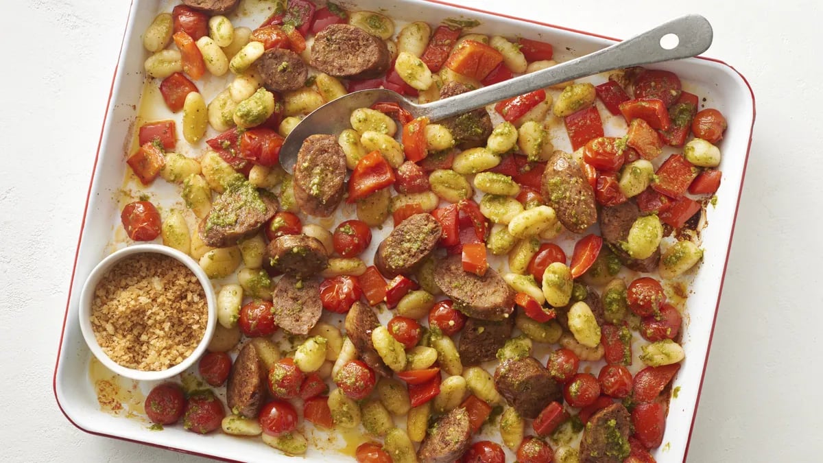 Sheet-Pan Gnocchi with Sausage and Pesto