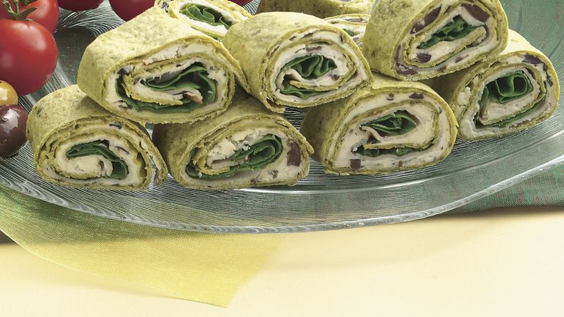 Greek Spinach-Turkey Wraps