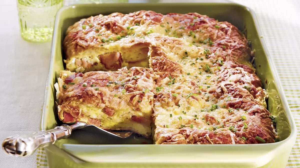 Ham and Cheese Croissant Strata