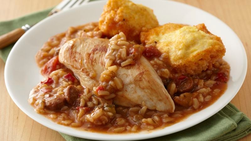 Chicken and Sausage Gumbo with Corn Dumplings