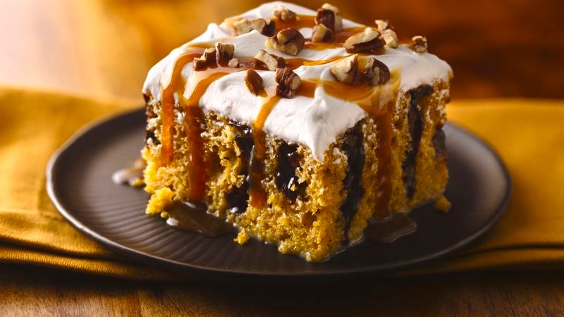 Caramel-Drizzled Pumpkin Poke Cake