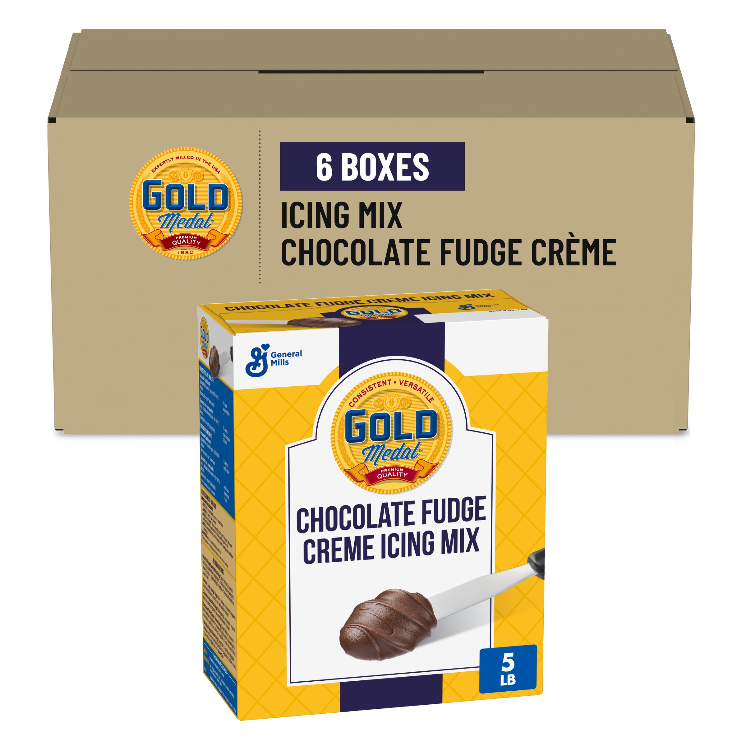  Case Optimized Hero Gold Medal Icing Mix Box Chocolate Fudge 6/5 LB