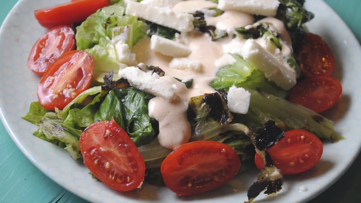 Grilled Romaine Salad with Spicy Dressing