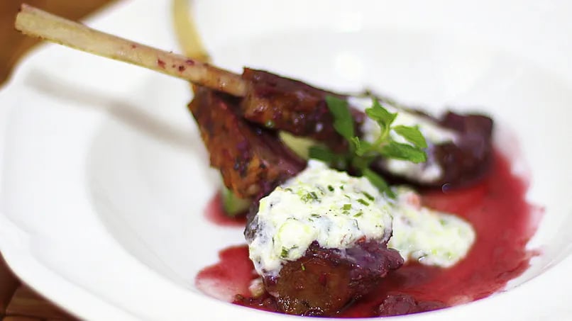 Roasted Lamb with Yogurt Raita Sauce