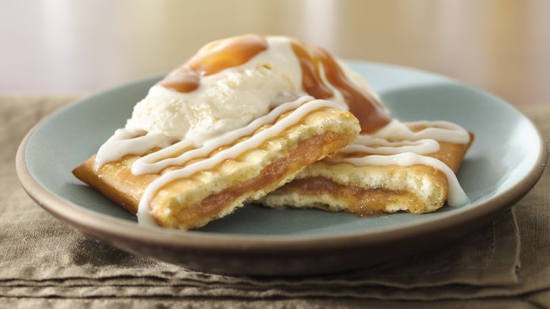 Apple Toaster Strudel Sundaes with Caramel Topping