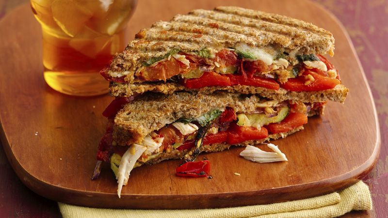 Skinny Chicken and Roasted Vegetable Paninis