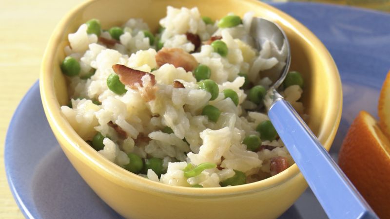 Parmesan Rice and Peas with Bacon