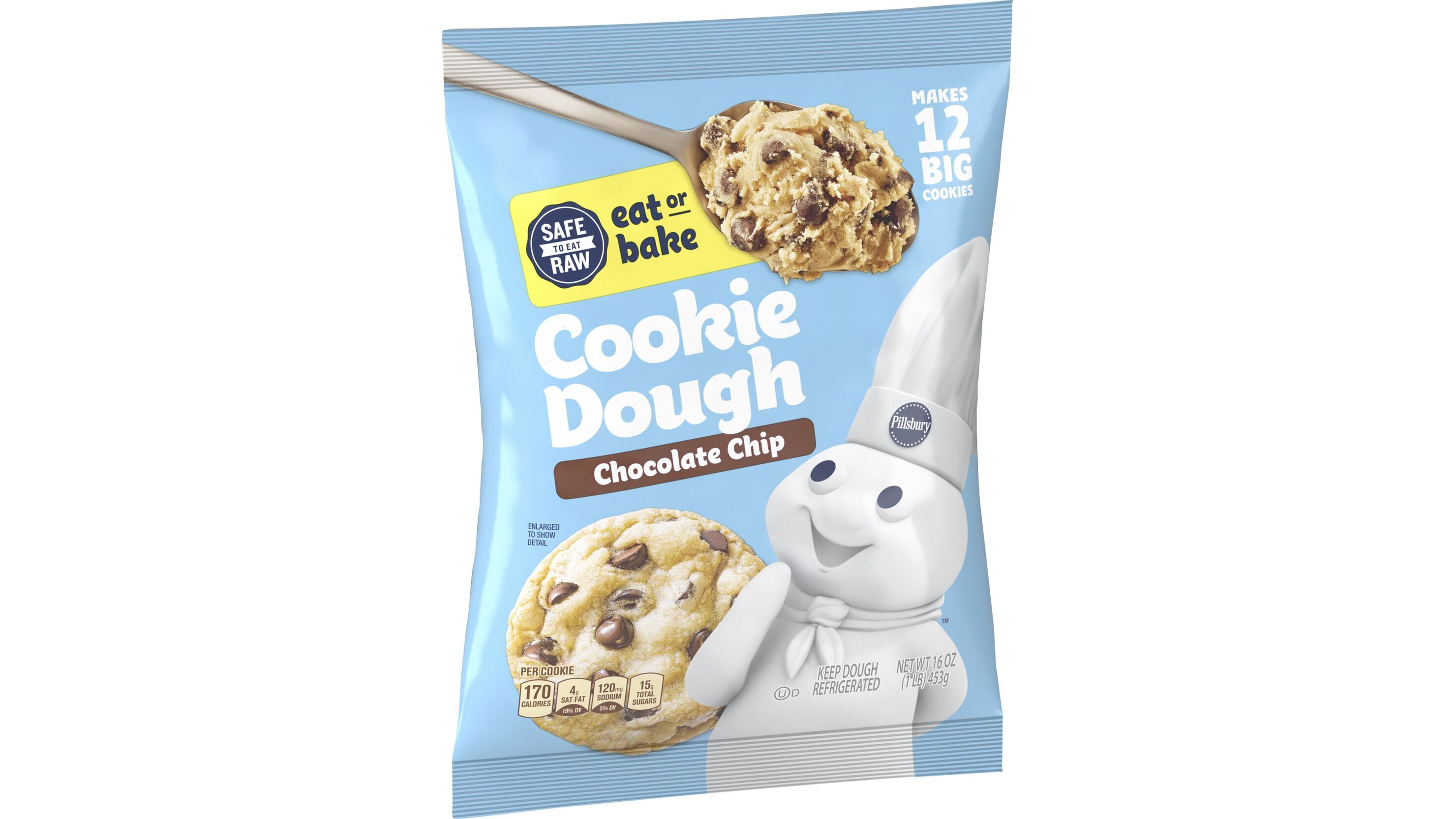 Pillsbury Ready To Bake Refrigerated Cookie Dough, Chocolate Chip, 12 ...