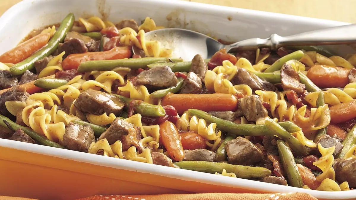 Beef, Bacon and Noodle Bake