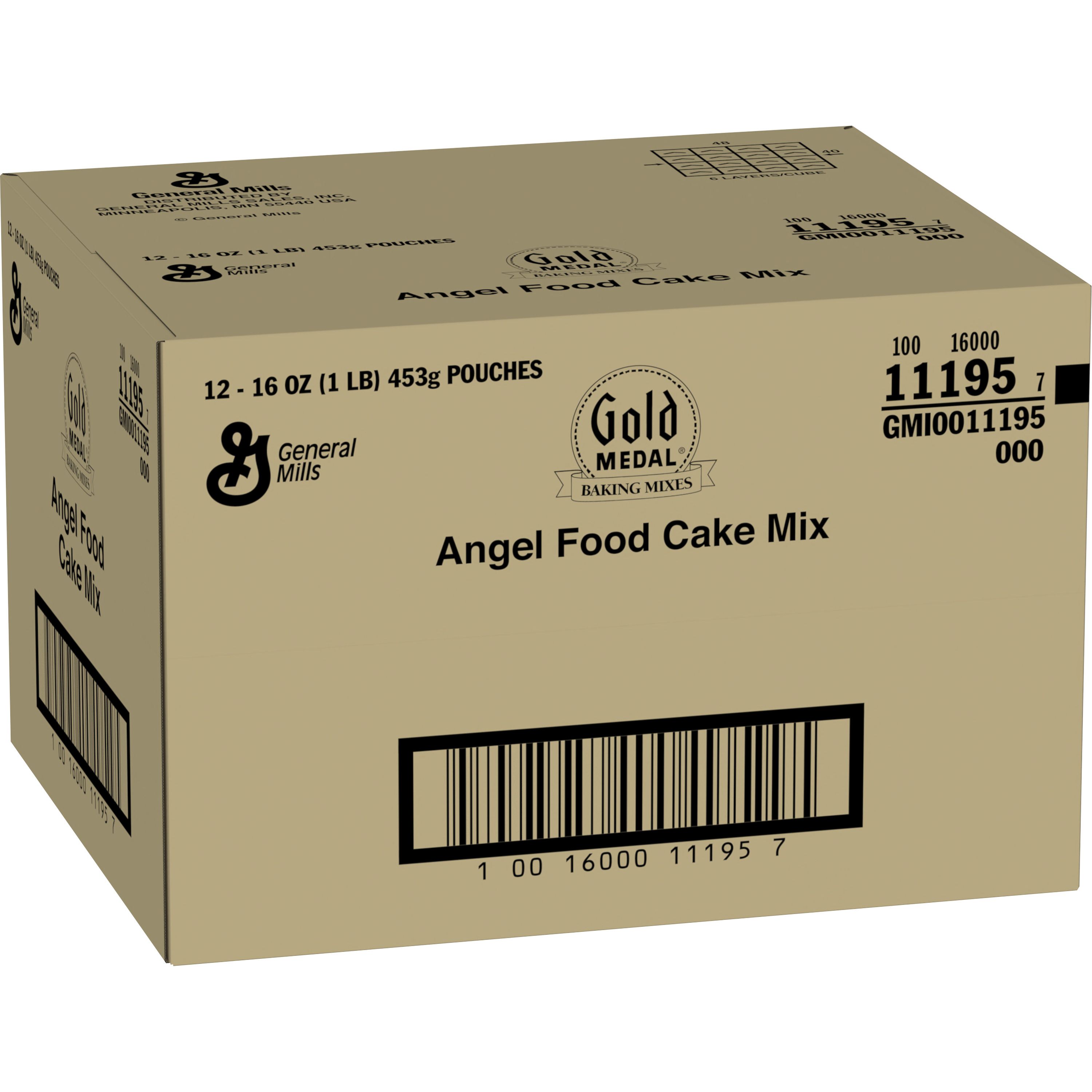 Case - Left Front 3D Gold Medal(TM) Cake Mix Angel Food 1 lb