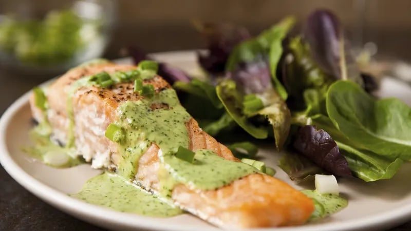 Baked Salmon with Wasabi Sauce