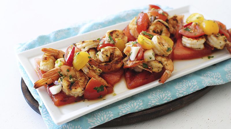 Grilled Watermelon and Shrimp Salad