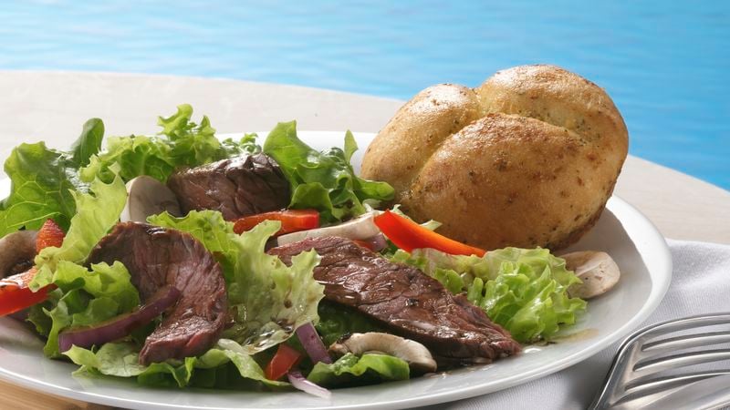 Grilled Steak Salad with Dinner Rolls