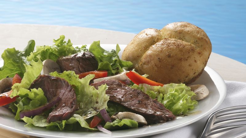 Grilled Steak Salad with Dinner Rolls