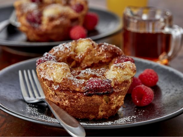 Raspberry Cream Cheese Croissant French Toast Bakes