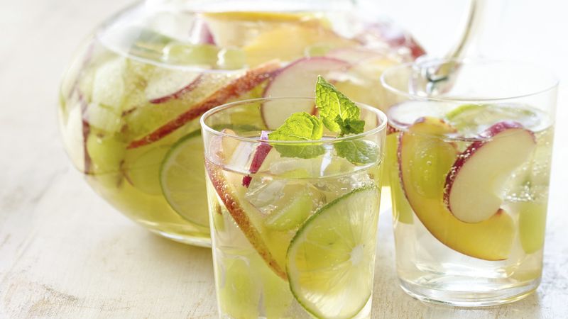 White Sangria with Lavender Mint Simple Syrup