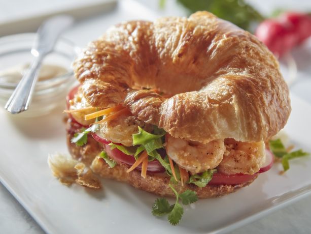 Viet-Cajun Shrimp Croissant Po' Boy Sandwich