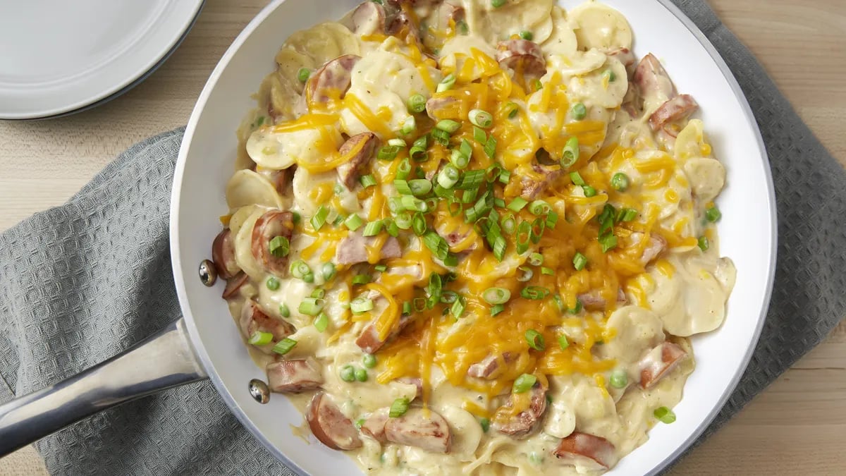 One-Pot Kielbasa Cheddar Potatoes