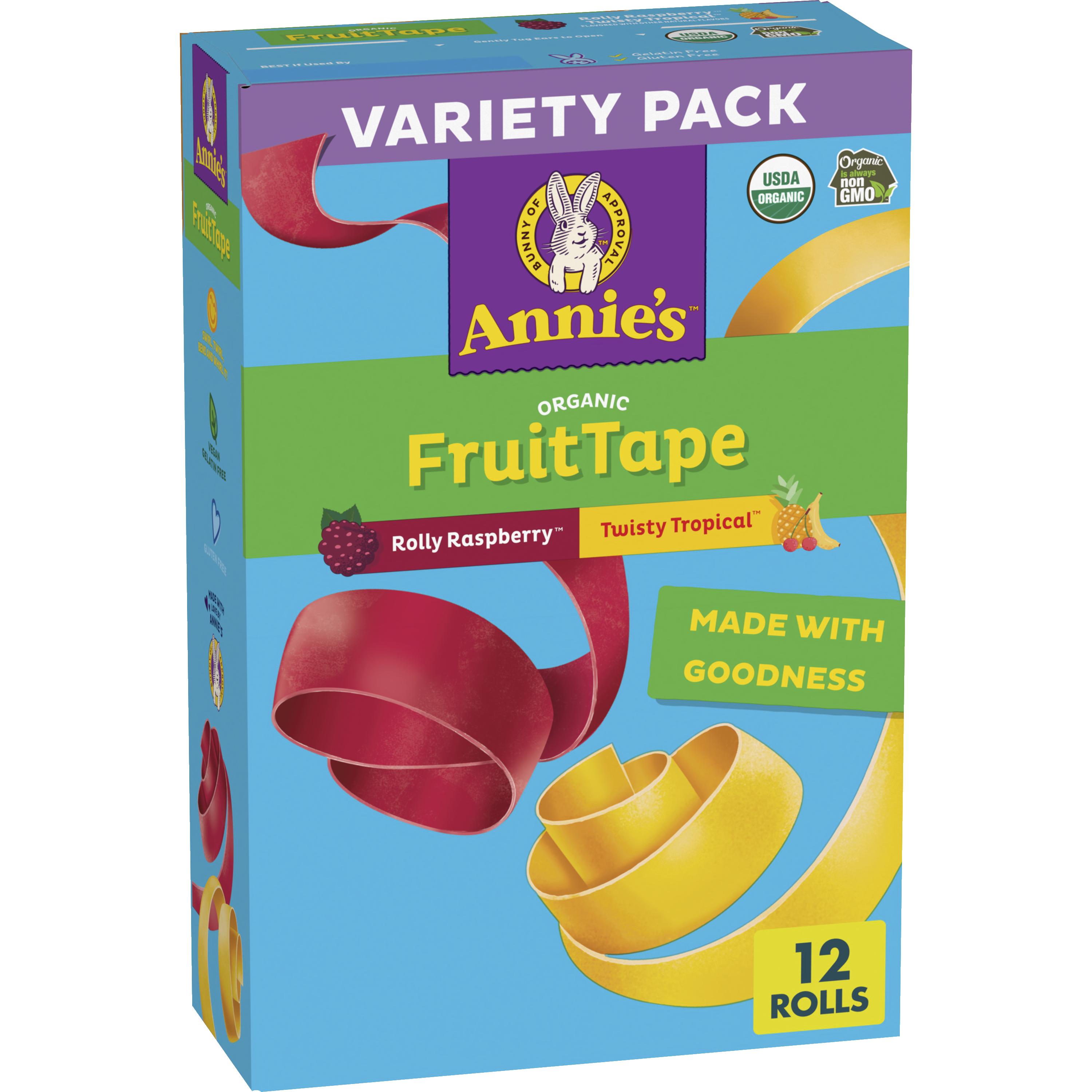 Organic Fruit Tape Variety Pack Rolly Raspberry & Twisty Tropical | Annie‘s