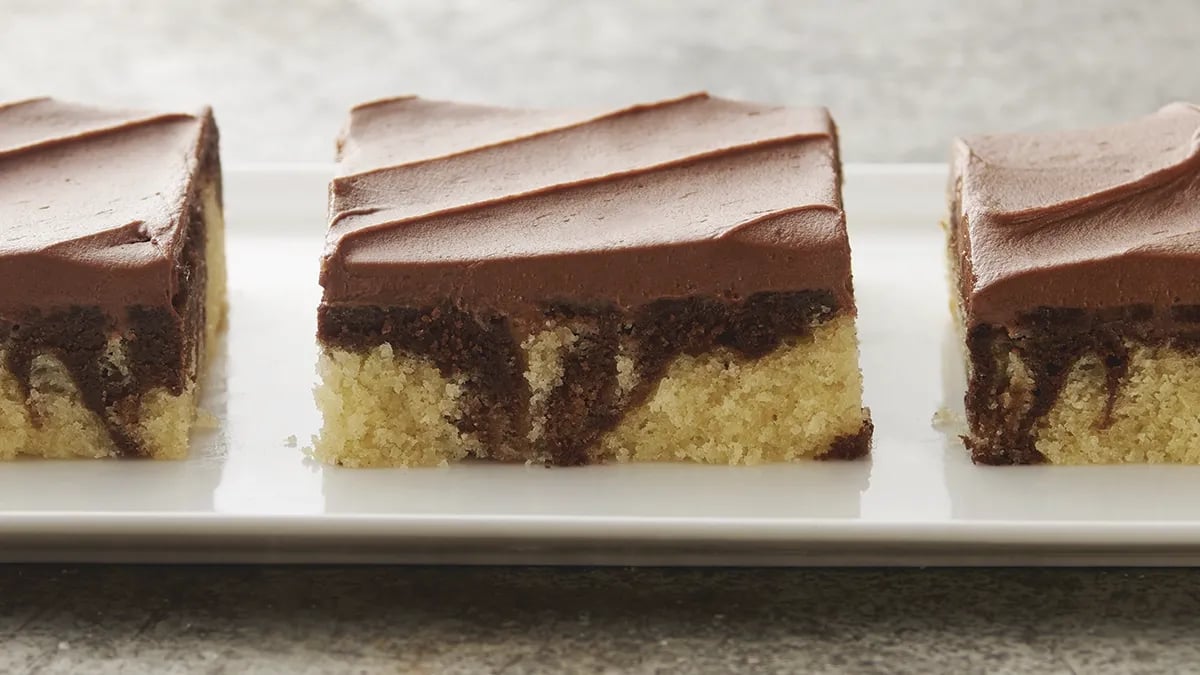 Marble Sheet Cake with Double Chocolate Buttercream 