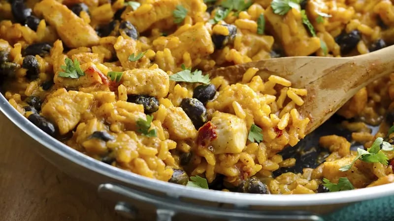 Pumpkin and Black Bean Cheesy Enchilada Skillet 