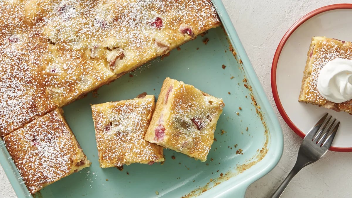 Rhubarb Gooey Butter Cake Bars