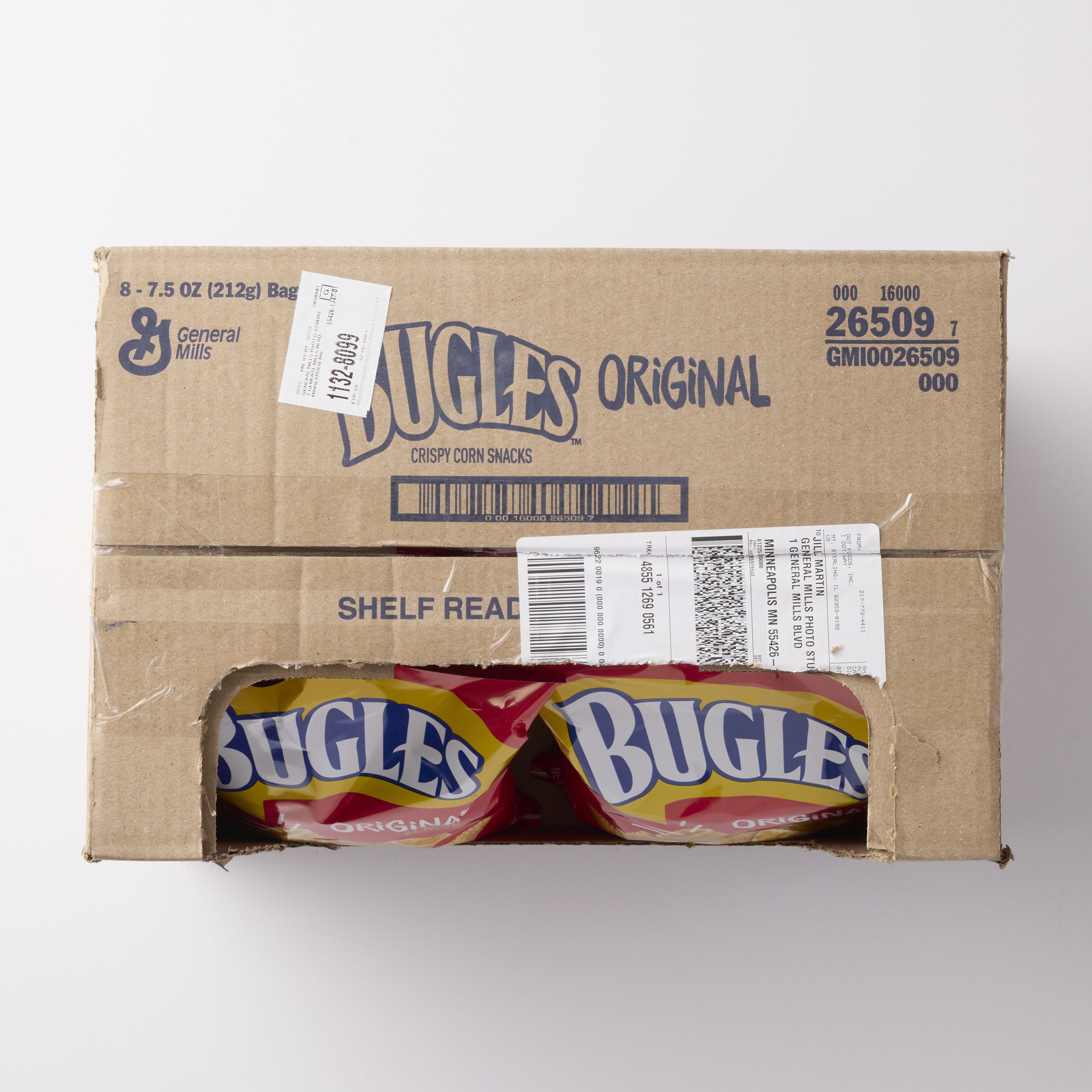  Open Case Bugles Salty Snack Bag Original 8/7.5 OZ
