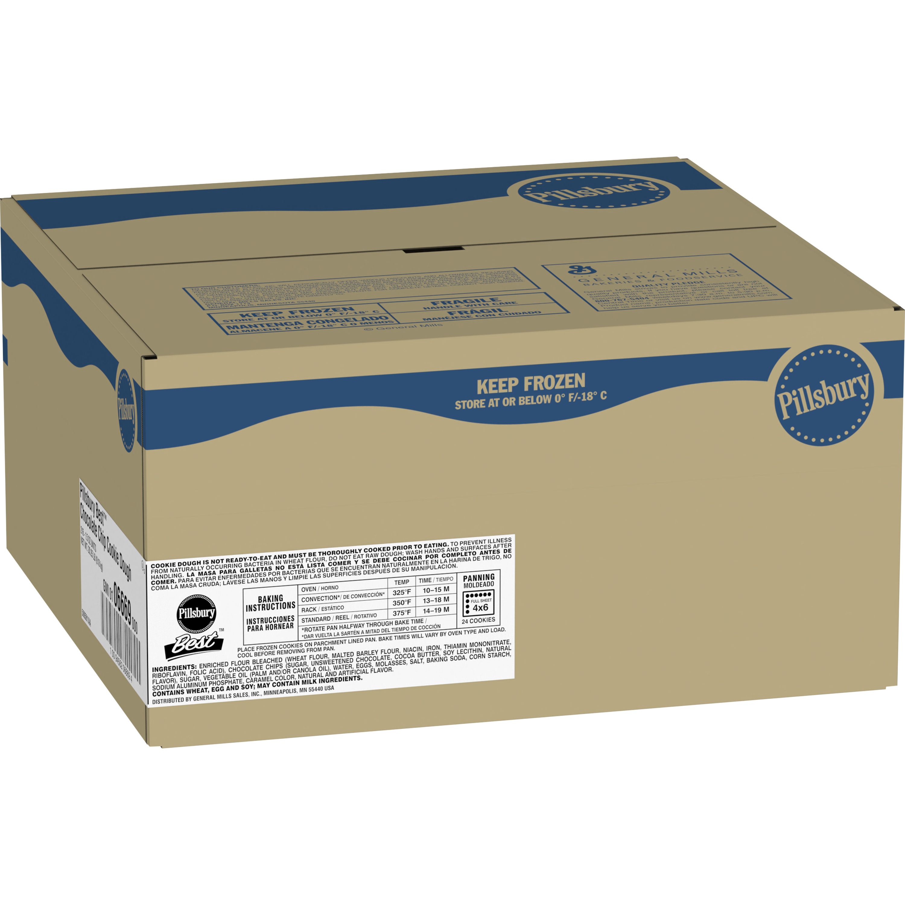 Case - Left Front 3D Pillsbury Best Frozen Cookie Dough Bulk Chocolate Chip 216/1.5 OZ