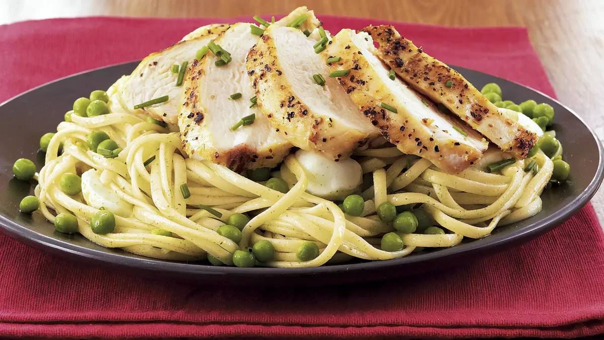 Minty Linguine with Grilled Chicken