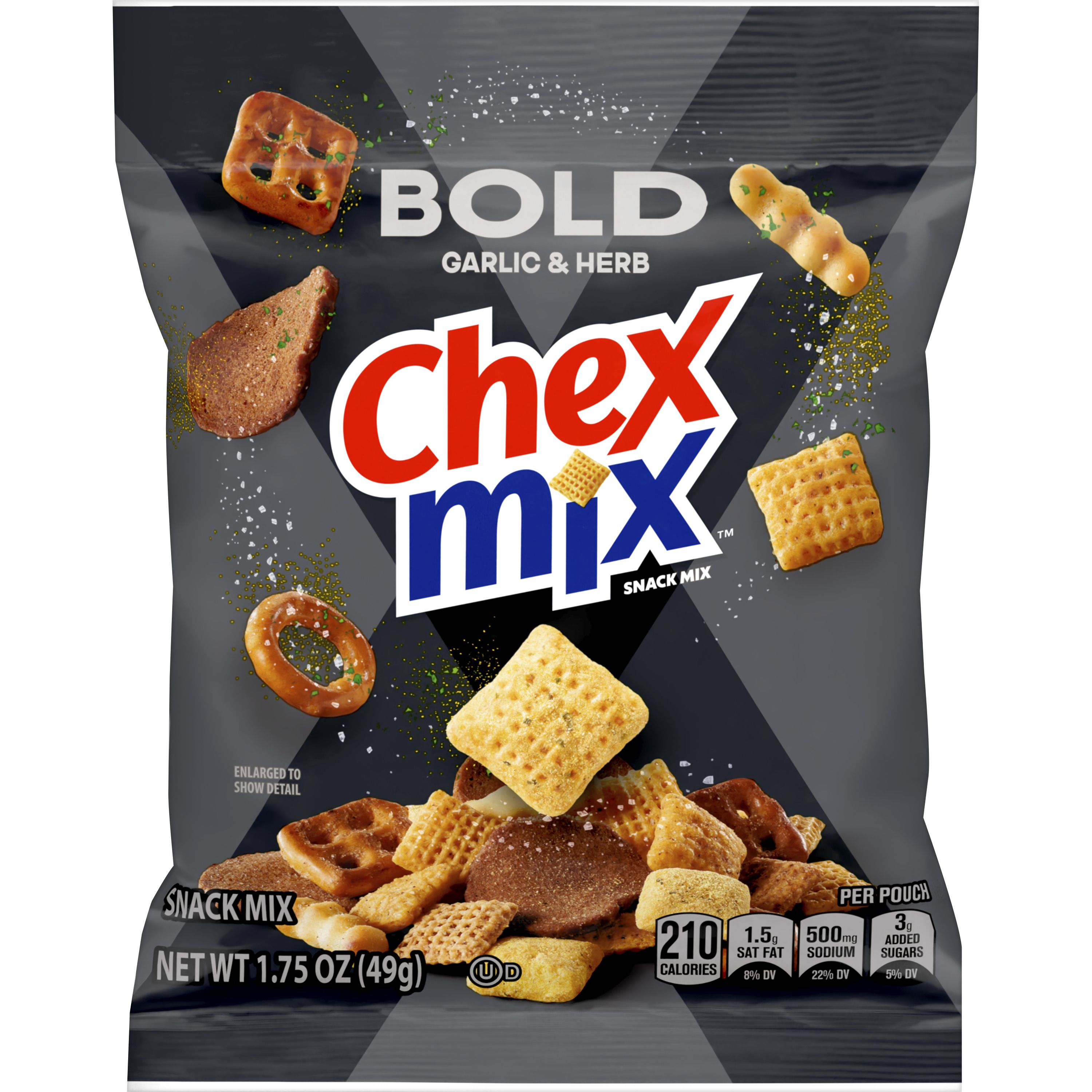 Front - 3D Chex Mix Snack Mix Single Serve Pouch Bold Garlic & Herb 60/1.75 OZ