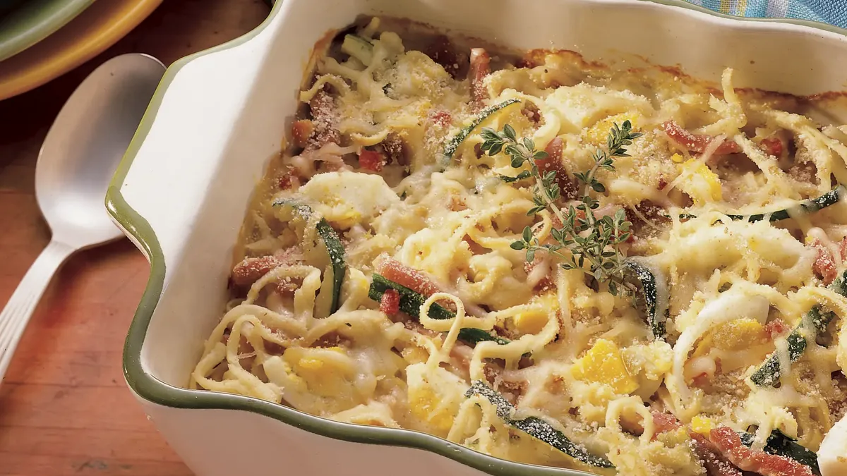 Ham and Egg Linguine Casserole