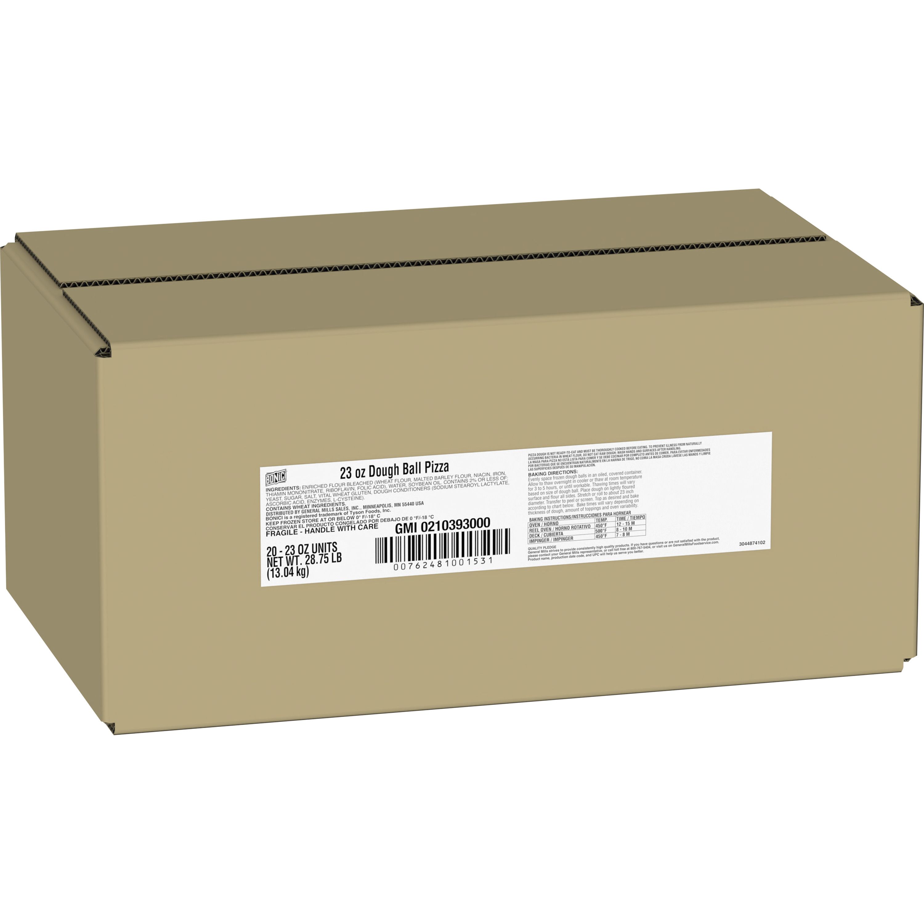 Case - Left Front 3D BONICI® Frozen Pizza Dough Ball 20/23 OZ