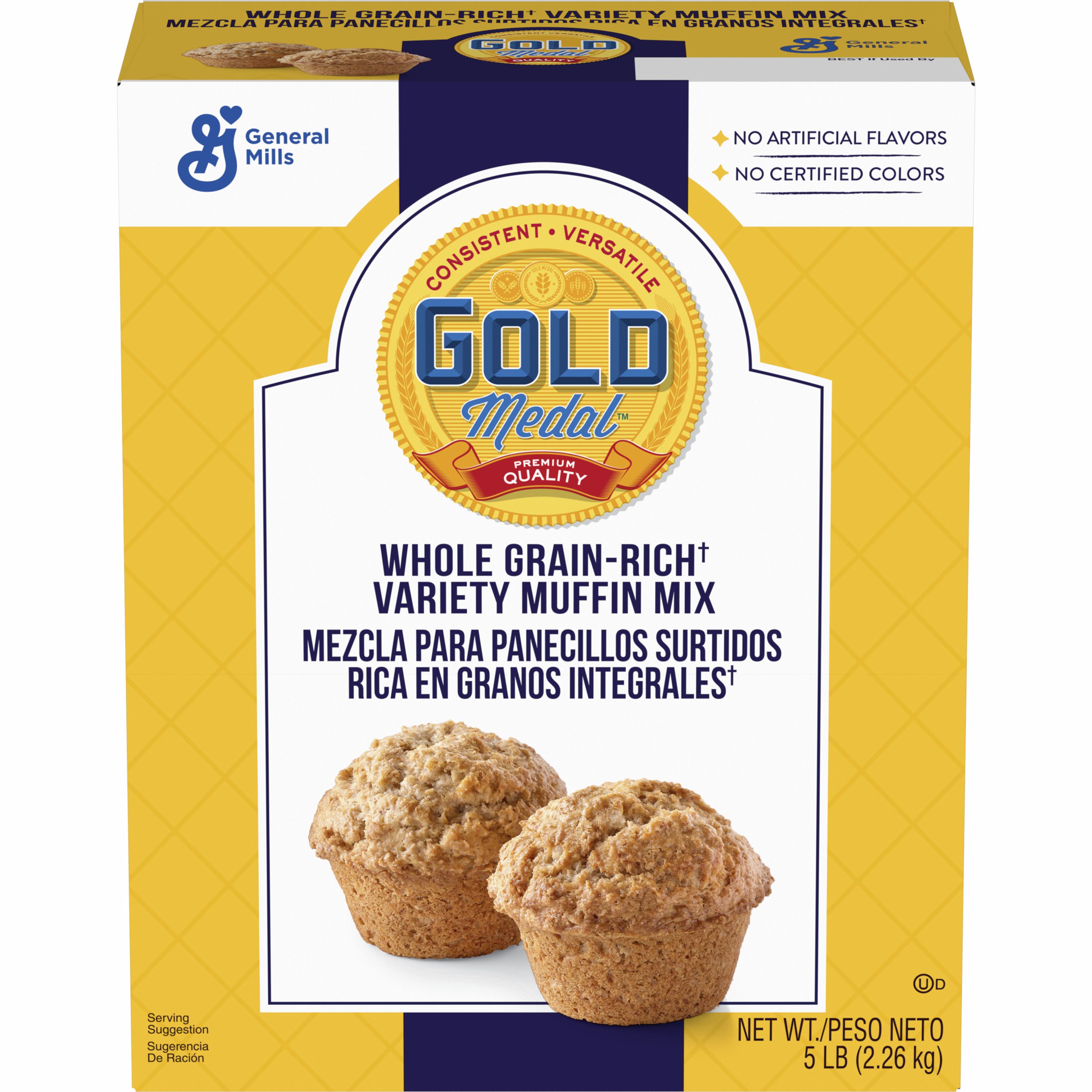 Front - 3D Gold Medal Muffin Mix Box Whole Grain-Rich Variety 6/5 LB
