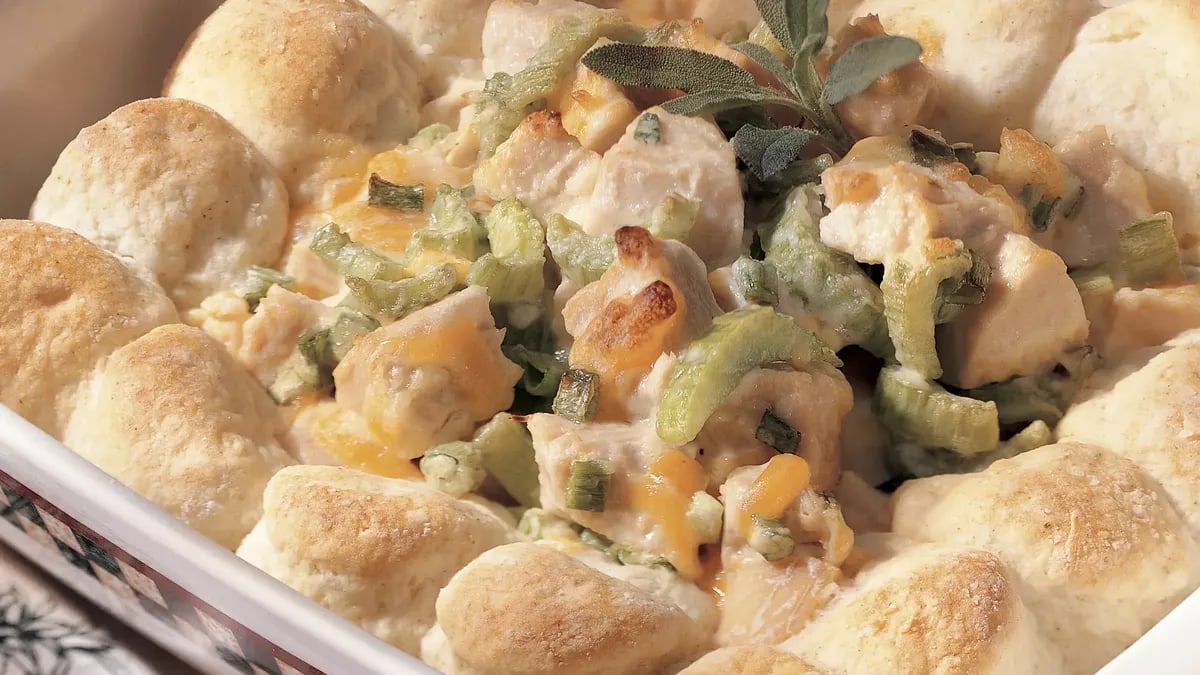 Hot Turkey Salad with Sage Biscuits