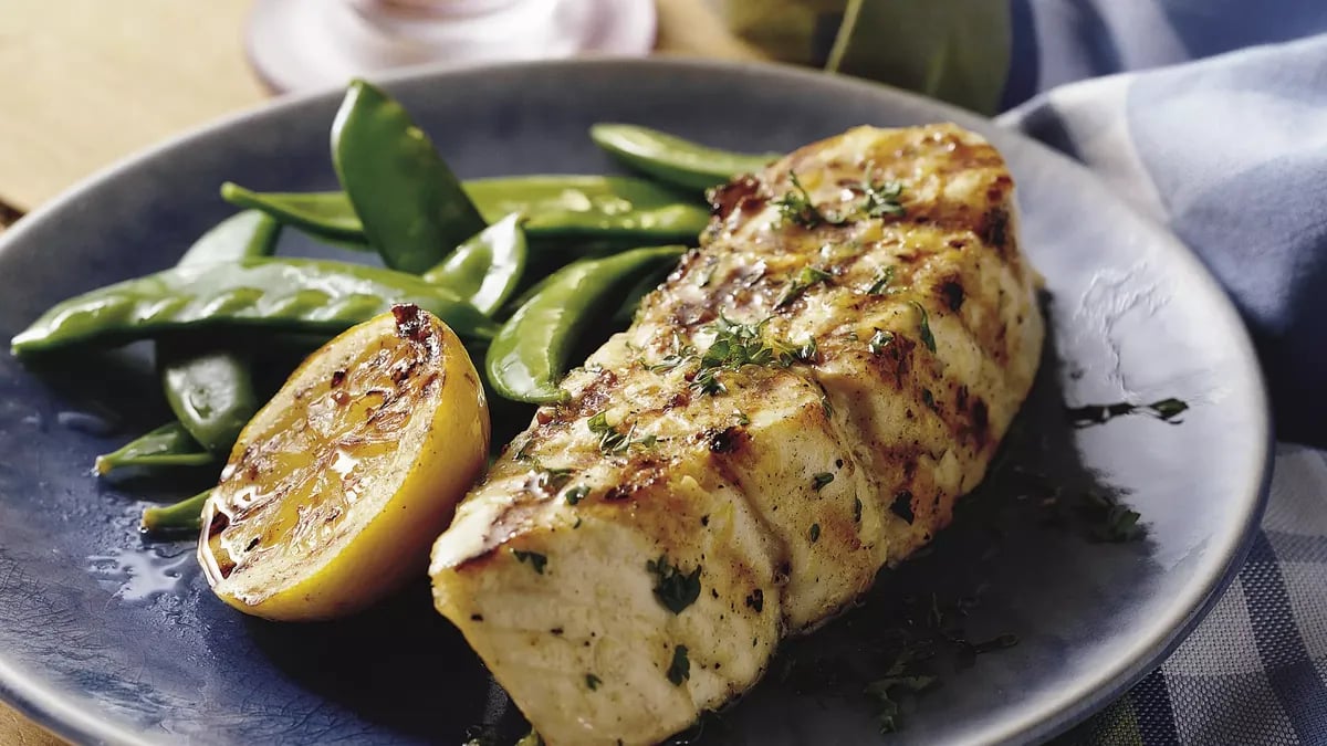 Grilled Lemon Garlic Halibut Steaks