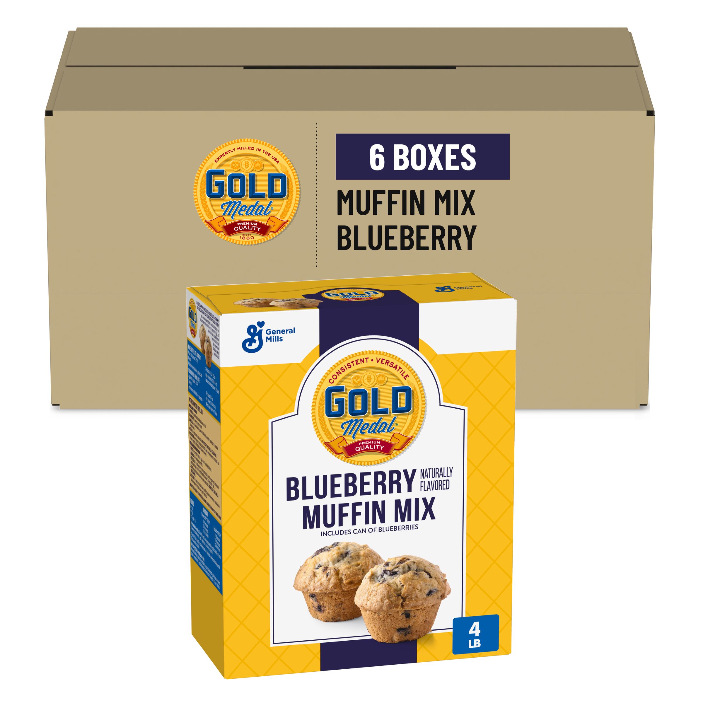  Case Optimized Hero Gold Medal Muffin Mix Box Blueberry 6/4.87 LB