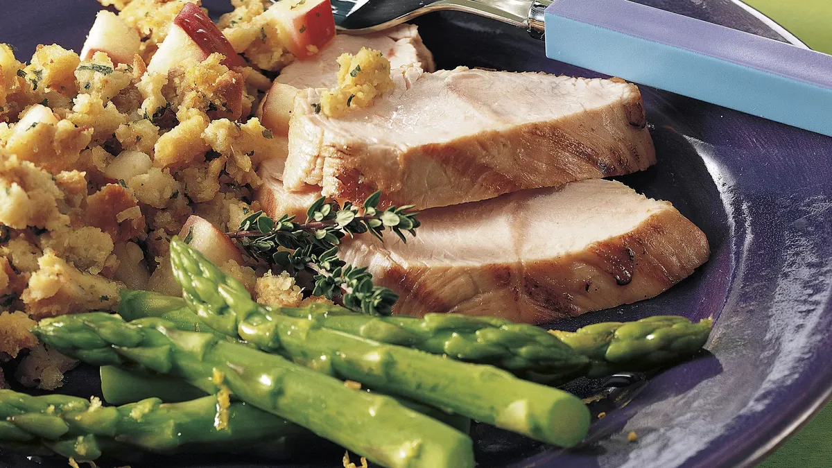 Grilled Turkey Tenderloin with Stuffing