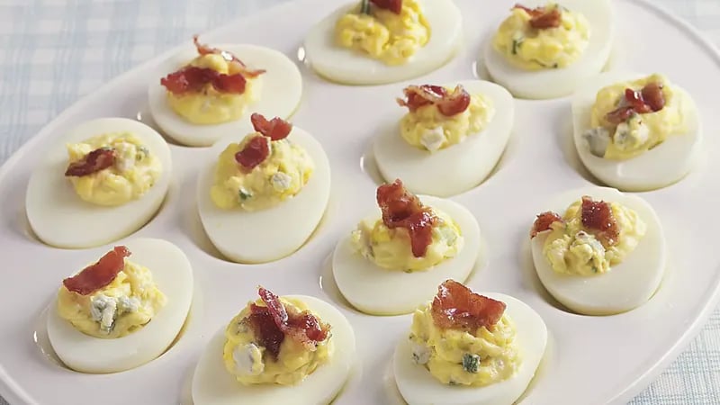 Blue Cheese Bacon Deviled Eggs