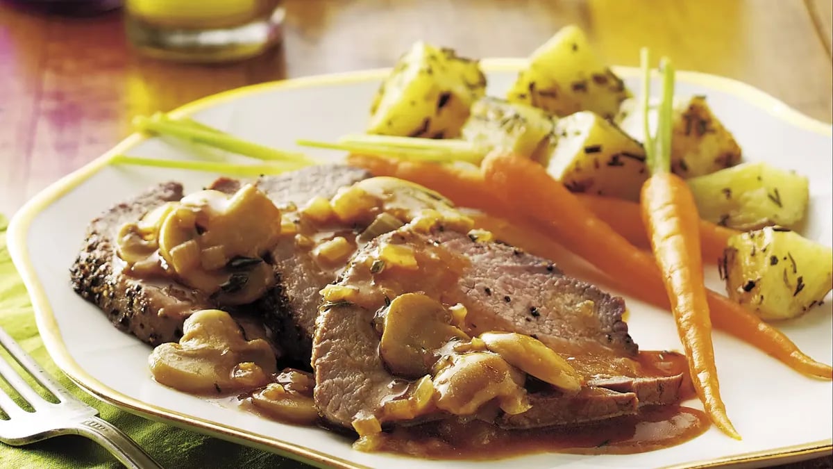 Peppered Beef Tenderloin with Mushroom Sauce