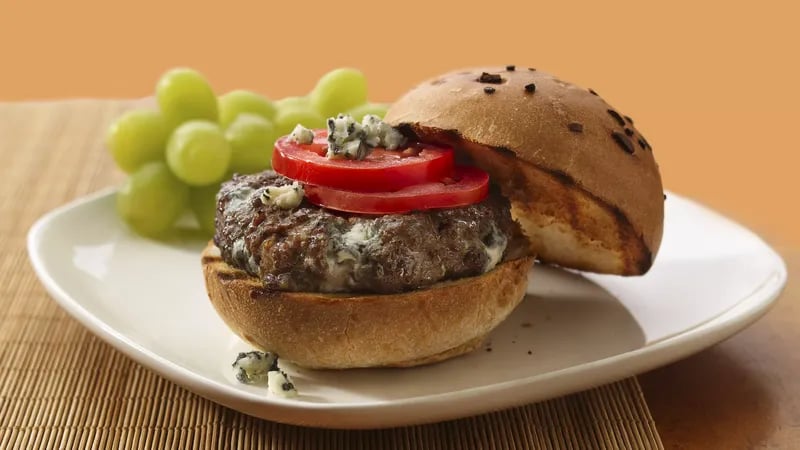 Garlic Pepper-Blue Cheese Burgers