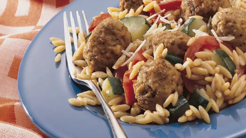 Meatballs with Orzo and Italian Vegetables